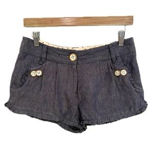 Jovovich Hawk for Target 100% Linen Pleated Ruffle Button Shorts Size 7 Mid Rise
